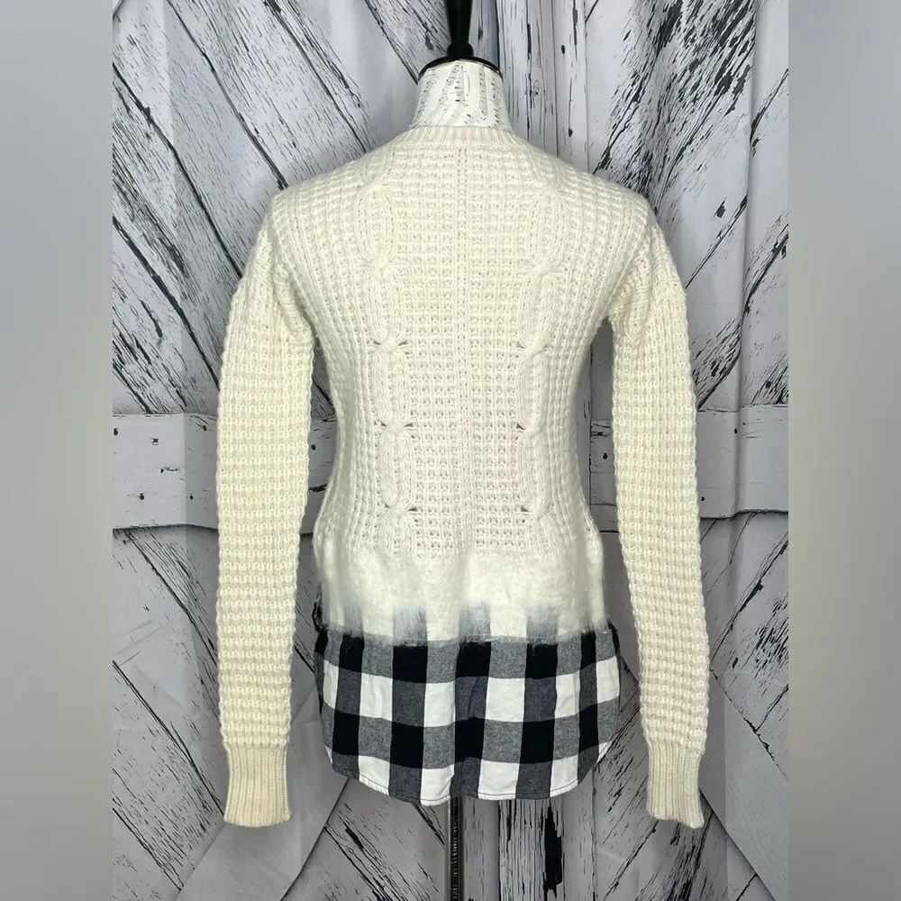 Madewell Wool Cable Knit Sweater/Shirt Mix XS - Picture 3 of 6